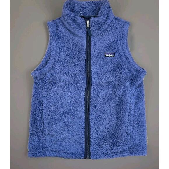 Patagonia Girls size XL (14) full zip sherpa fleece vest polyester blue